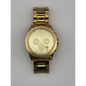 AX Armani Exchange Gold Tone Chronograph Watch Men NEEDS BATTERY